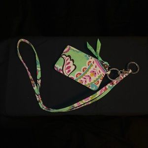Vera Bradley *LIKE NEW* Lanyard in Tutti Frutti Print; Pink and Green